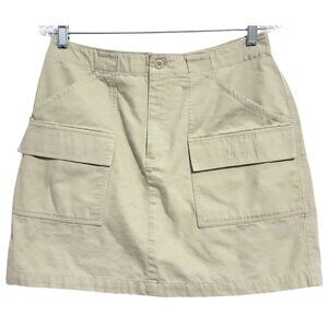 Vintage Y2K Gap Surplus Cargo Skirt Womens Khaki Beige Mini Size 12 Cotton